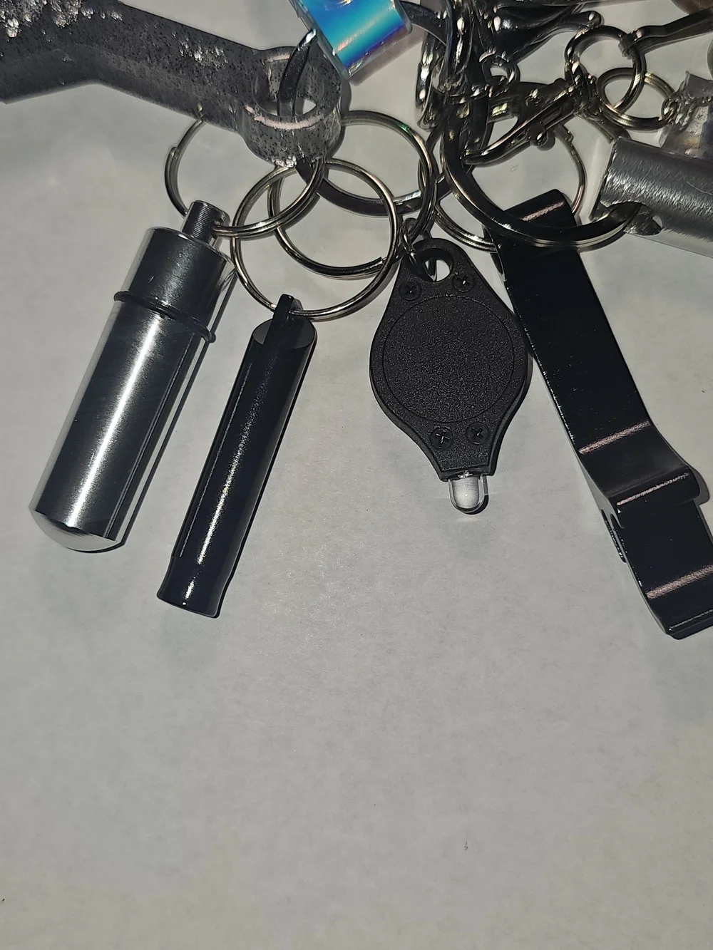 Multi-Tool Keychain Set Resin Heart Charm Filled With Chakra Chips